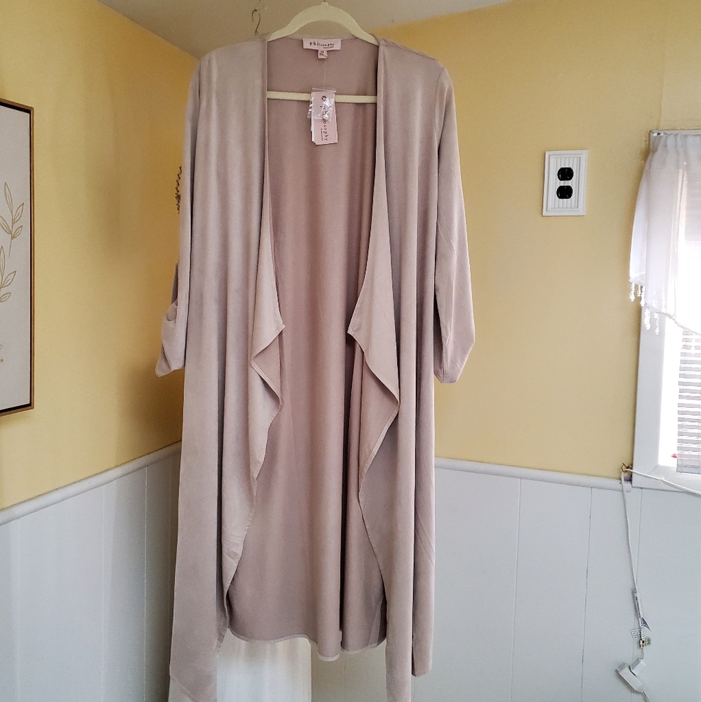 Woman's Philosophy beige drape front duster